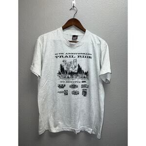 Vintage Trail Ride Shirt 10th Anniversary Cowboy Horse Gray Graphic Large 90s